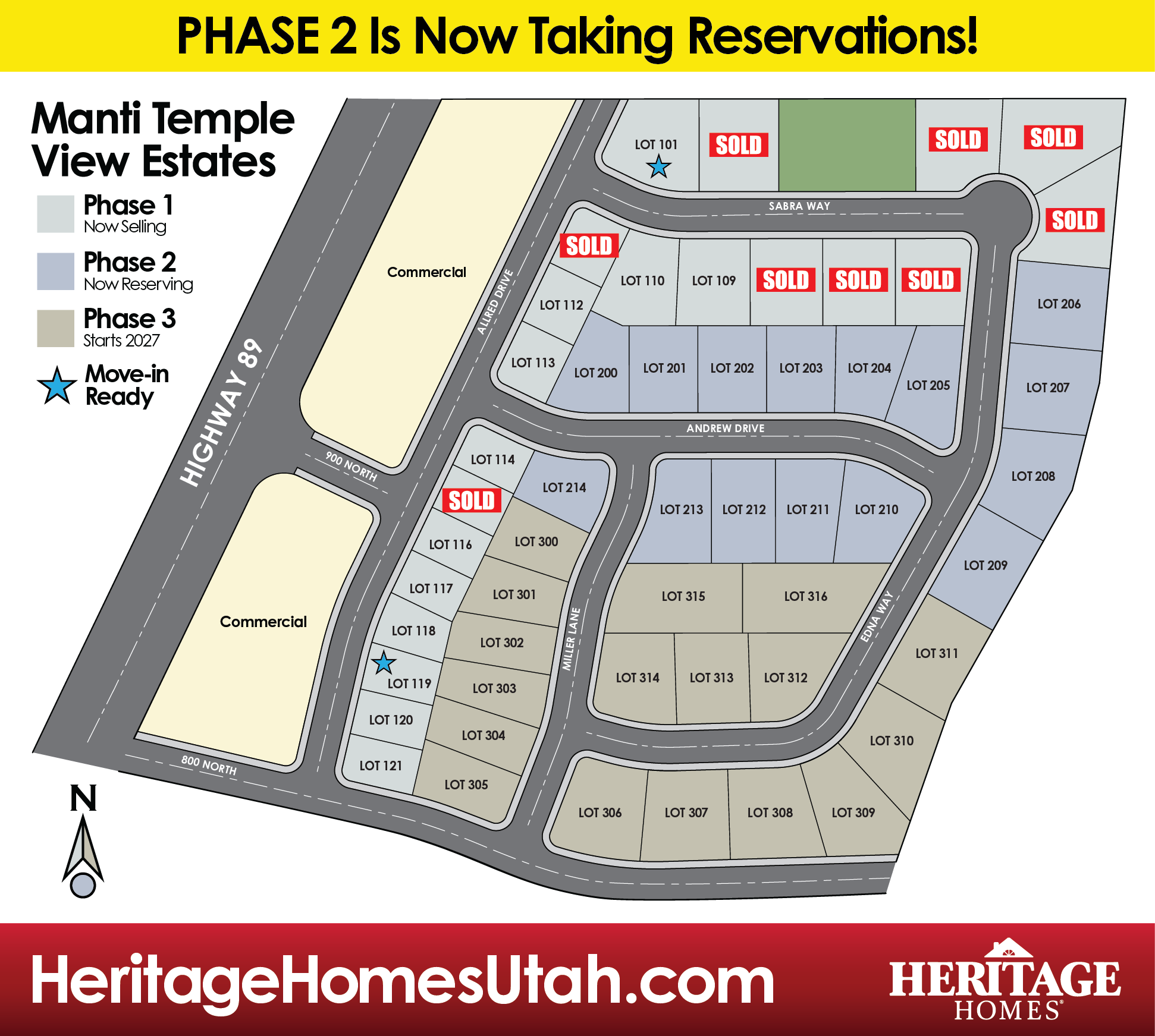 Manti Temple View Estates Plat Map by Heritage Homes